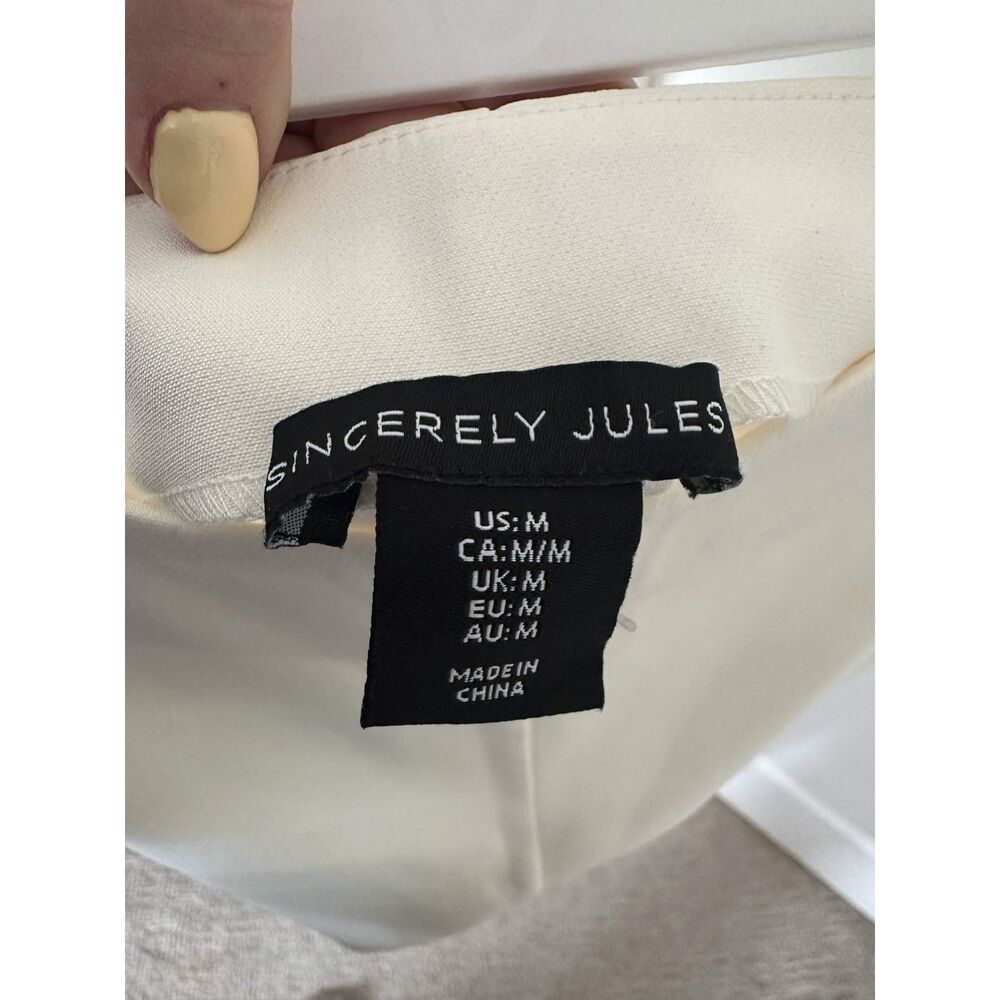 Sincerely Jules Off-White/Cream Wide Leg Trousers w/ Side Zip Size M Career Wear - Picture 5 of 9